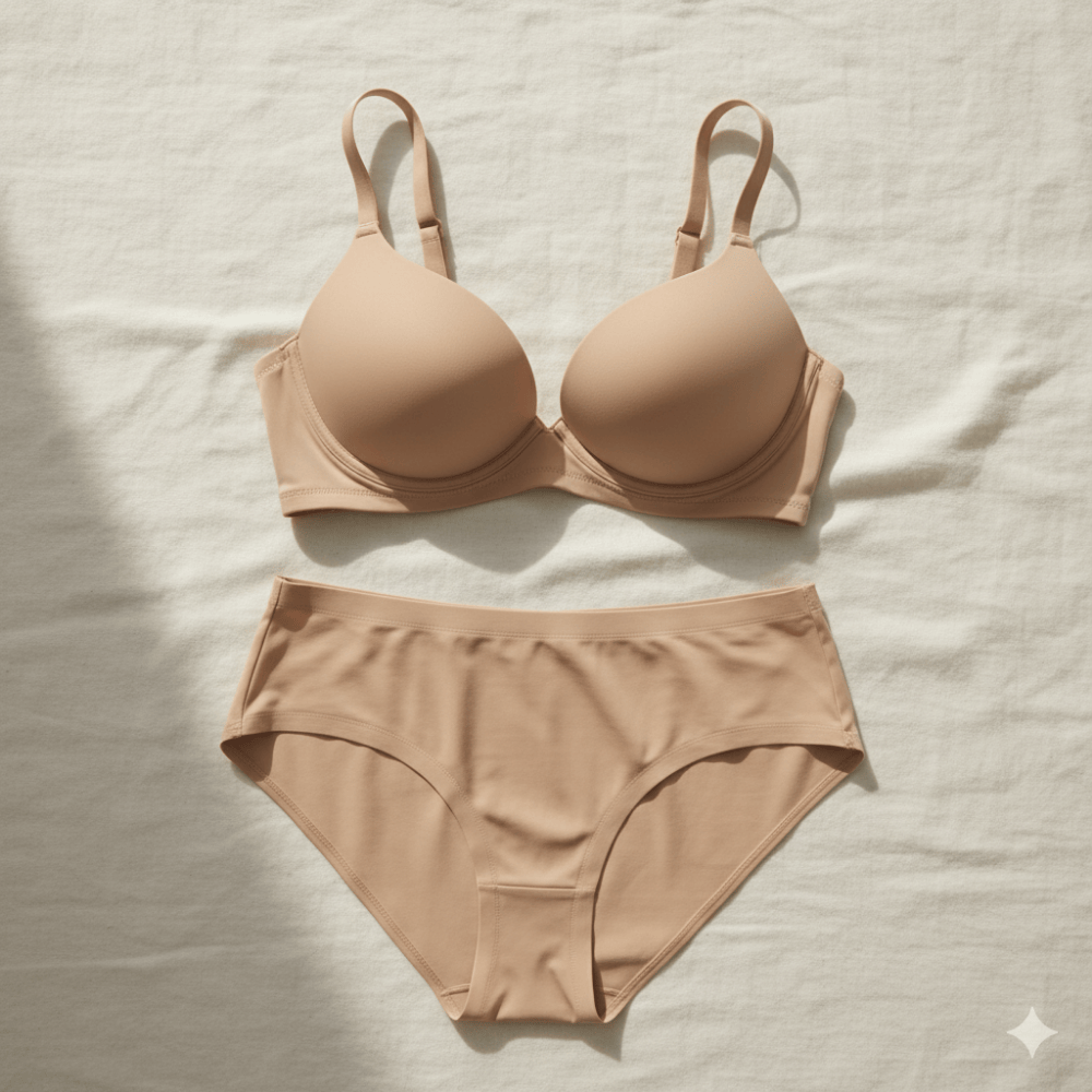 The 'Cloud Nine' Seamless Comfort Bra & Brief Set - Nude