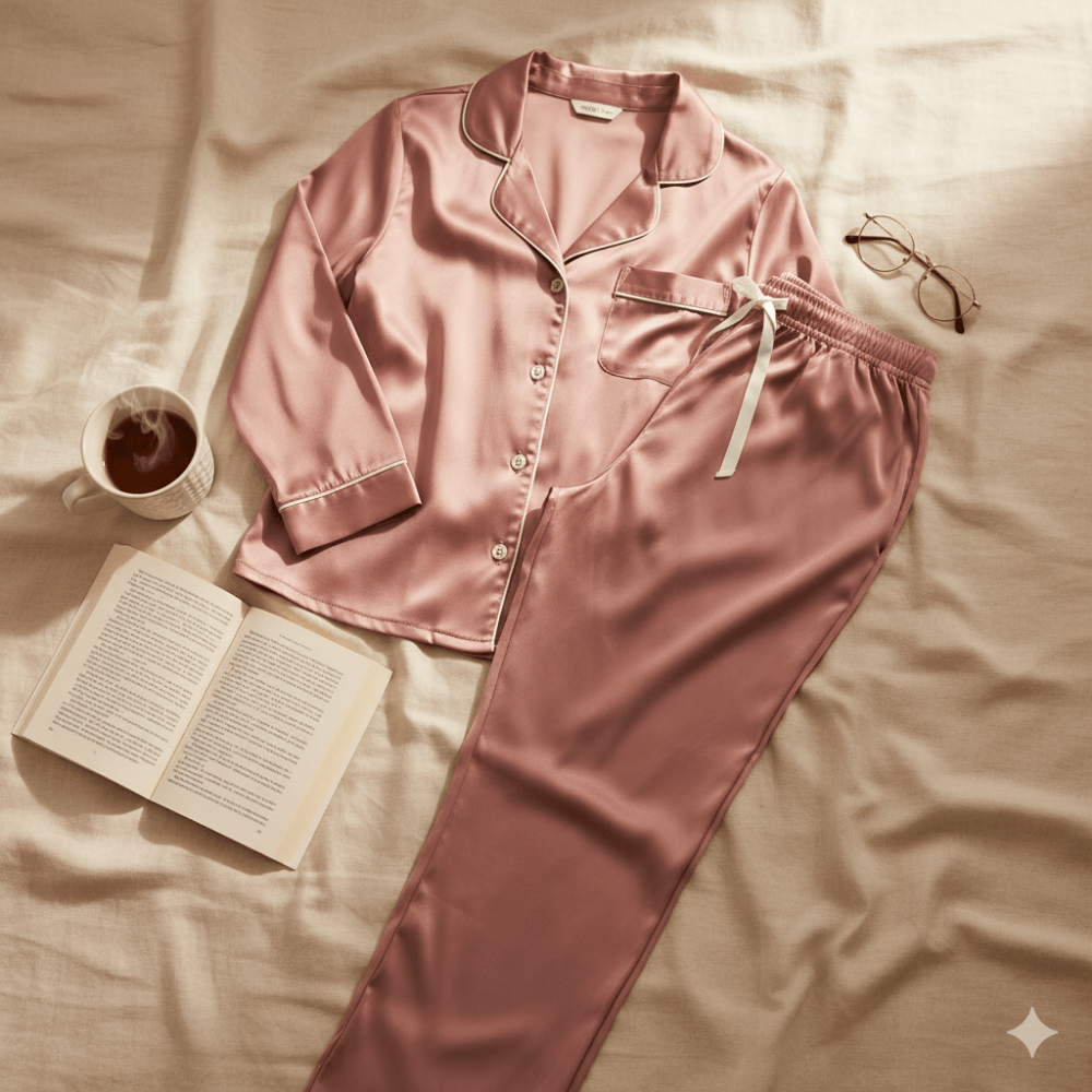 The 'Serene Slumber' Satin Pajama Set - Dusty Rose